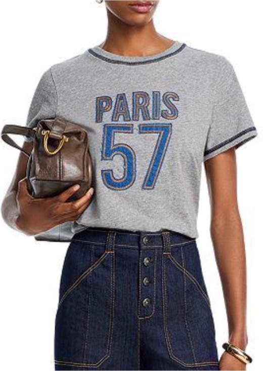 cinq a sept Tops - Cinq à Sept Trapunto Denim Paris 57 Graphic Tee Heather Gray NWOT Small